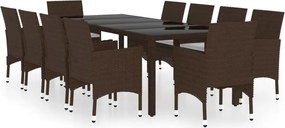 vidaXL Set mobilier de grădină, 11 piese, maro, poliratan