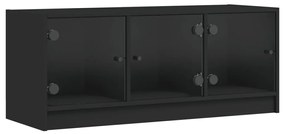 836407 vidaXL Comodă TV cu uși din sticlă, negru, 102x37x42 cm