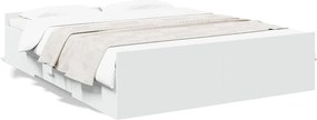 vidaXL Cadru de pat cu sertare, alb, 160x200 cm, lemn prelucrat