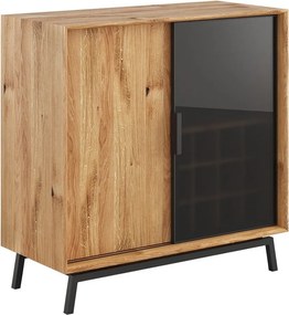 Comodă stejar masiv Bar Madison și Sticlă, 101 × 45 × 101 cm