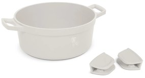 Oală cu capac 28 cm, 6.6L – Berlinger Haus Sahara Collection BH 7788, crem, cu mânere silicon, gătit sănătos, compatibilă inducție