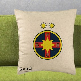Perna Personalizata FCSB Fotbal Club Steaua Bucuresti, 40x40 cm, Bej, Husa Detasabila, Perna Inclusa, BEKZ®