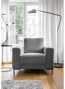 Fotoliu gri cu tapițerie din catifea reiată Lofty Lilly – Miuform