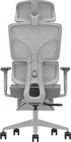 ERGO D-GT5-GHL-04 – Scaun Ergonomic Premium, Suport Lombar cu arc, Cotiere 3D, Tetieră reglabilă, Șezut Glisant, Suport pentru picioare extensibil, Gri