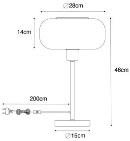 Lampă de masă Art Deco neagră cu sticlă fumurie - Bizle