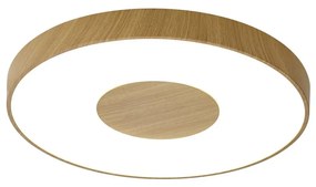 Plafoniera LED Smart dimabila cu telecomanda COIN 65cm lemn