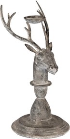 Suport de lumanare, in forma de cerb, aspect antichizat,17x14x30 cm