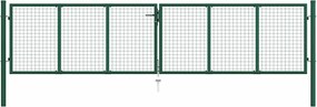 vidaXL Poartă de grădină din plasă, oțel, verde, 400x100 cm