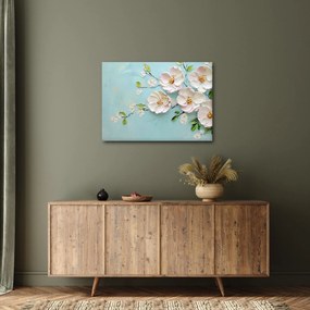 Tablou - Flori pe fundal albastru (70x50 cm)