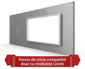 Panou Intrerupator Simplu cu 2 Prize LIVOLO din Sticla, Standard Italian – 6/7M
