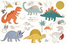 Suporturi pentru farfurii 8 buc. din hârtie 28x42.5 cm Dinosaurs – Meri Meri