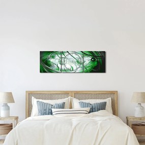 Tabloul abstract verde (cu ceas) (90x30 cm)