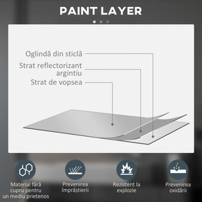 Kleankin Oglinda de Baie Rotunda cu Lumina LED in 3 Culori si intrerupatoare Touch, Ø70x3.5 cm, Transparent | Aosom Romania