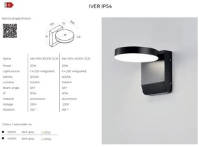 Aplica LED iluminat exterior IP54 IVER 3000K