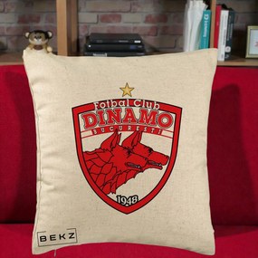 Perna Personalizata FC Dinamo Bucuresti 1948 Fotbal, 40x40 cm, Bej, Husa Detasabila, Perna Inclusa, BEKZ®