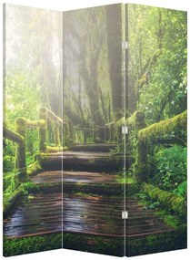 Paravan - Trepte din lemn în pădure (126x170 cm)