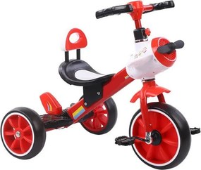 Tricicleta cu pedale NOVOKIDS™ Plane Trike, Cu melodii si lumini, Max 30 kg, Roti din spuma cauciucata, Cadru metalic, Model avion, Rosu
