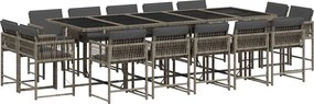 vidaXL Set mobilier de grădină cu perne, 15 piese, gri, poliratan