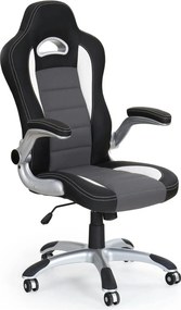 Scaun gaming LOTUS, negru/gri, piele ecologica perforata, 63x65x117/12
