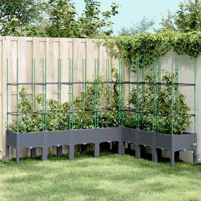 vidaXL Jardinieră de grădină cu spalier, albastru gri, 200x160x142,5 cm, PP