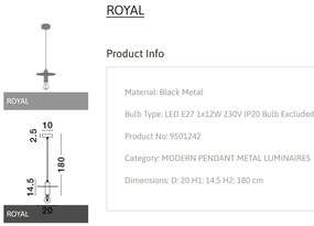 Lustra/Pendul design modern ROYAL negru