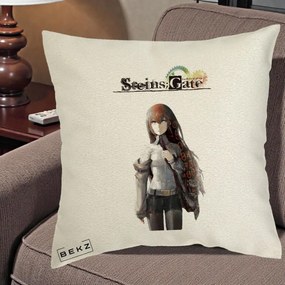 Perna Personalizata Steins Gate Kurisu Makise Anime, 40x40 cm, Ecru, Husa Detasabila, Perna Inclusa, BEKZ®