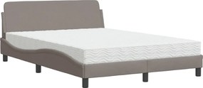 vidaXL Pat cu saltea Dover gri taupe 140x200 cm material textil