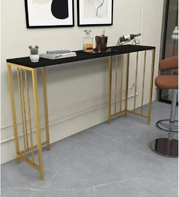 Masa Bucătărie Tip Bar, Auriu &amp; Negru, 150x35x90 cm