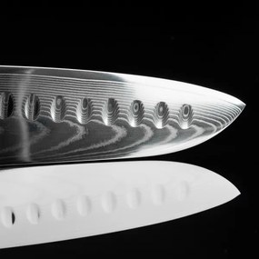 Gudaro - Cuțit de bucătărie Santoku din oțel Damasc FENG 7,5", cu 67 de straturi de oțel, lungime 18 cm