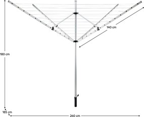 Uscător de haine de grădină, argintiu/neagră, 50 m, ROTARY NEW TYP 1