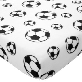Cearceaf pentru copii alb din polar/fleece pentru pat de o persoană cu elastic 90x190 cm Football – Catherine Lansfield