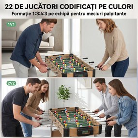 SPORTNOW Fotbal de Masă, 89 cm, Set Joc, Marcatori Manuali, Stejar Galben | Aosom Romania