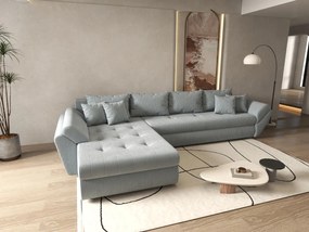 Colțar extensibil dumonde cu ladă de depozitare si sezut confortabil din spuma high-density, Loana XL Zoom Grey 335x185 cm