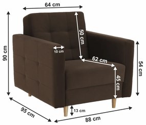 Fotoliu tapiţat, material ciocolatiu, AMEDIA