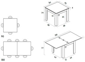 MASA LIZZY extensibila 90cm/90cm - BEJ TORTORA