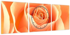 Tablou - Imaginea- Trandafiri, culoarea caisei (cu ceas) (90x30 cm)
