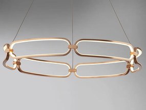 Lustra LED suspendata design ultra-modern, dimabila cu telecomanda, 80cm Colette auriu roze