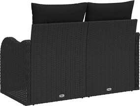 vidaXL Canapea de grădină cu pernă Negru 121 x 62 x 69cm poliratan