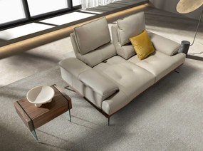 Canapea 3 locuri, tapitata cu piele naturala, spatar rabatabil Grey taupe