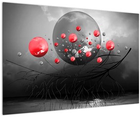 Tabloul cu bile abstracte roșii (90x60 cm)