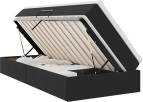 vidaXL Pat cu saltea și spațiu de depozitare Negru 90 x 200 cm Catifea