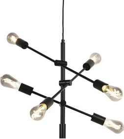 Lampă suspendată inteligentă industrială neagră incl. 6 WiFi ST64 - Sydney