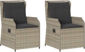 vidaXL Bancă de grădină 2 pcs Gri deschis poliratan