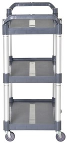 HOMCOM Cărucior de bucătărie cu 3 niveluri, 35 kg/raft, pe roți, pentru bucătărie, sufragerie, birou, 88x44x93 cm, gri | Aosom Romania