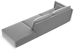 Canapea gri deschis cu tapițerie din catifea, cu colț pe partea stângă 264 cm Vanda – Mazzini Sofas