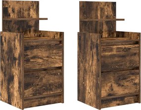 vidaXL Noptiere cu 2 sertare 2 buc Stejar afumat 38x34x80 cm