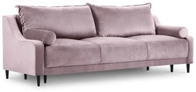 Canapea extensibila 3 locuri Rutile cu tapiterie din catifea, roz