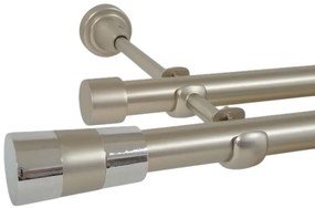 Galerie dubla fara inele VALEO 19 mm CROM MAT (Alege marime: 180 cm)