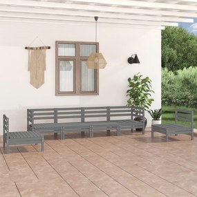 vidaXL Set mobilier de grădină, 6 piese, gri, lemn masiv de pin