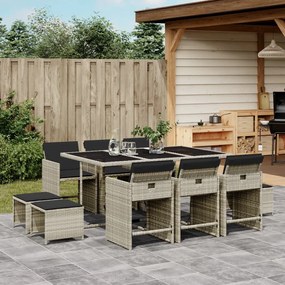 vidaXL Set mobilier de grădină cu perne 11 piese gri deschis poliratan